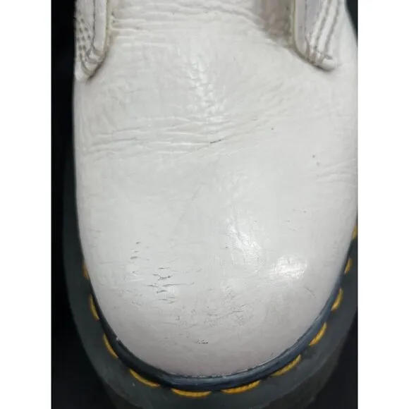 Dr. Martens Womens Devon Heart Leather Platform Boots White Size US 8 UK 6 EU 39