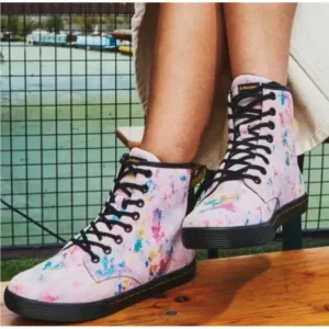 DR. MARTENS Women’s Sheridan Rainbow Suede Confetti High Top Boots 7 Whimsigoth
