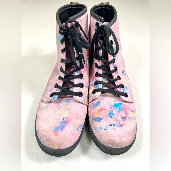 DR. MARTENS Women’s Sheridan Rainbow Suede Confetti High Top Boots 7 Whimsigoth