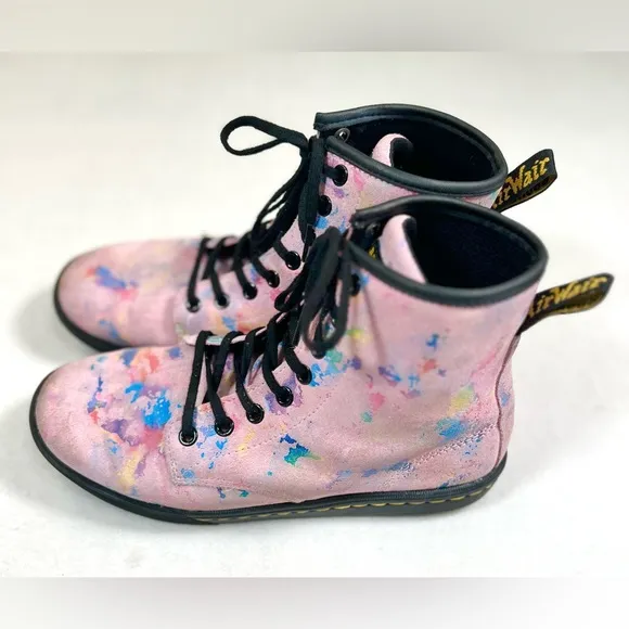 DR. MARTENS Women’s Sheridan Rainbow Suede Confetti High Top Boots 7 Whimsigoth