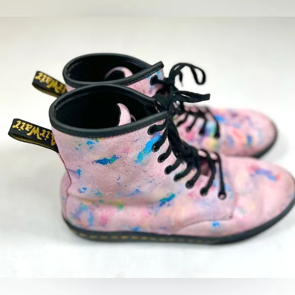DR. MARTENS Women’s Sheridan Rainbow Suede Confetti High Top Boots 7 Whimsigoth