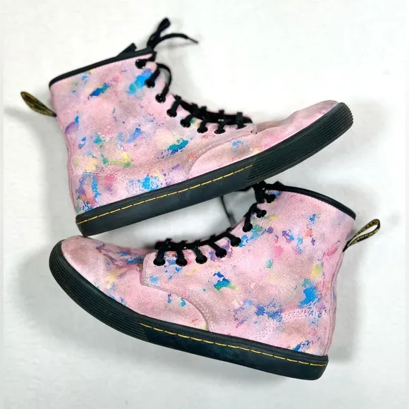 DR. MARTENS Women’s Sheridan Rainbow Suede Confetti High Top Boots 7 Whimsigoth