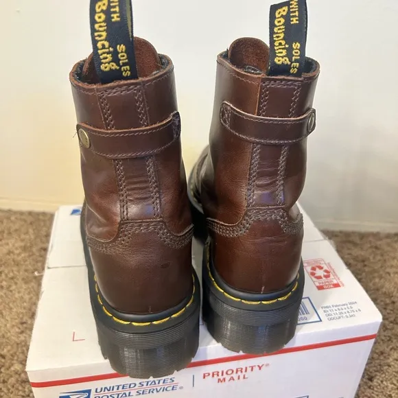 Dr. Martens zip front brown platform boots