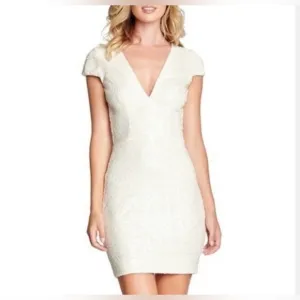 Dress the Population Zoe Ivory Sequin Mini Dress EUC Cream White