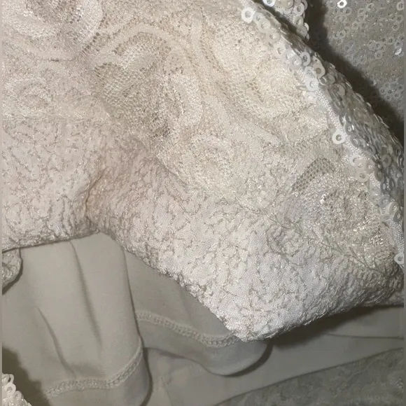 Dress the Population Zoe Ivory Sequin Mini Dress EUC Cream White