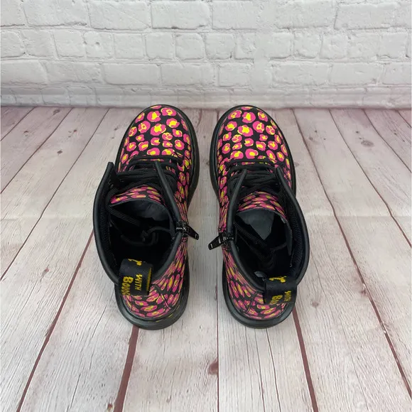 Dr.Martens 1460 Pink Leopard Hydro Leather Lace Up Boots Girls Youth Size 3