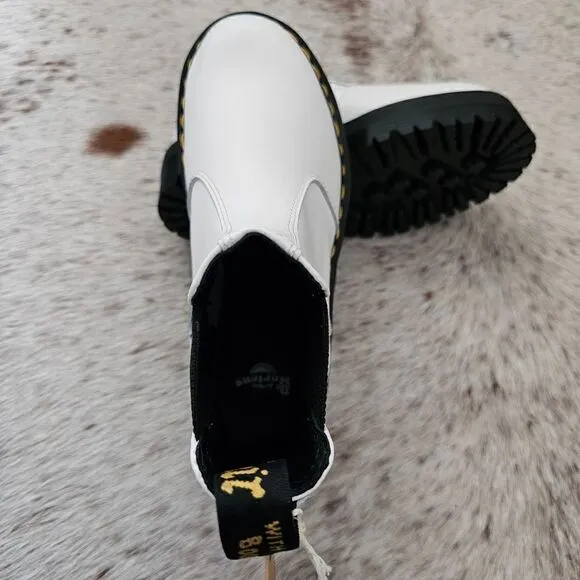 Dr. Martens 2976 Quad Smooth Leather Platform Chelsea Boot in White NEW