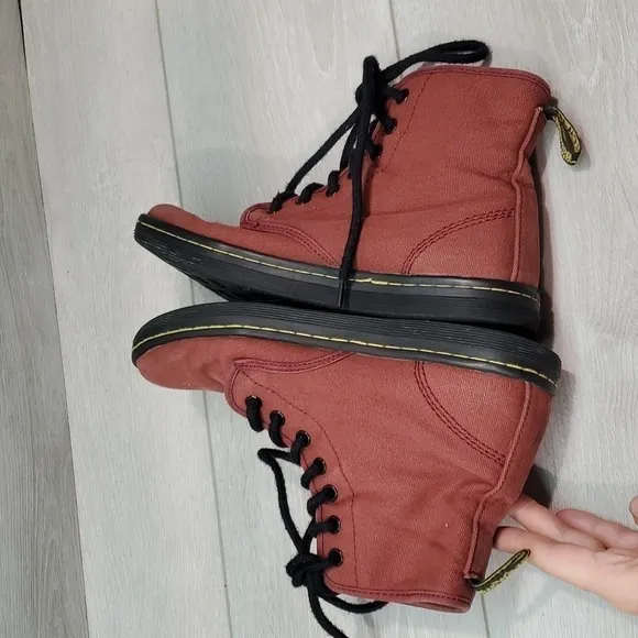 Dr.Martens Womens Shoreditch Maroon red  Ankle Lace Up Boots shoes sz 7