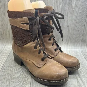 Dromedaris Kara Leather Combat Comfort Lined Boots Taupe