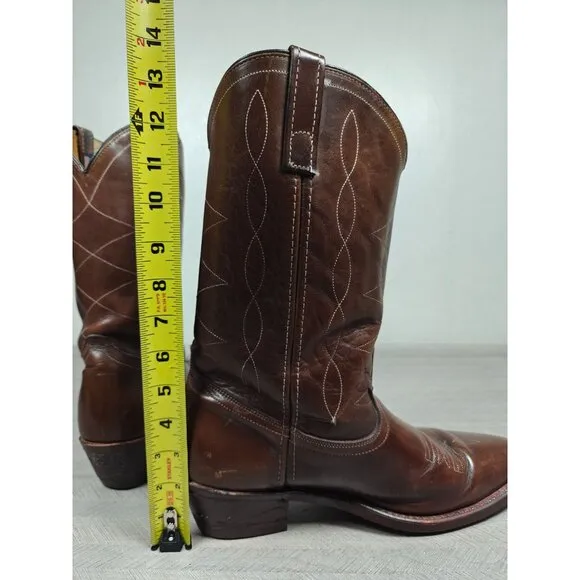 Durango Mens Boots Western Cowboy Brown Leather 10.5D Pull Straps Vintage USA