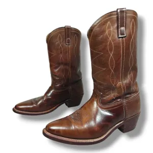Durango Mens Boots Western Cowboy Brown Leather 10.5D Pull Straps Vintage USA