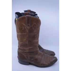 Durango Rebel Frontier Cowboy Boots SZ 9E Brown Oiled Leather Vintage Rodeo