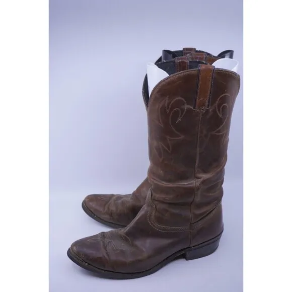 Durango Rebel Frontier Cowboy Boots SZ 9E Brown Oiled Leather Vintage Rodeo