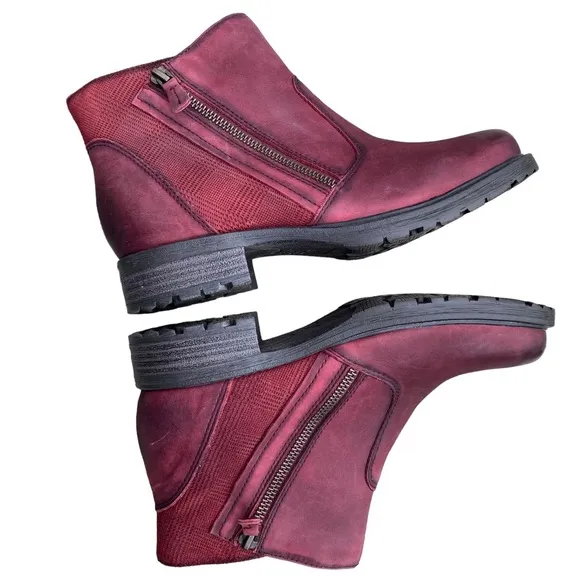 Earth Jordan Wine Color Leather Ankle Booties