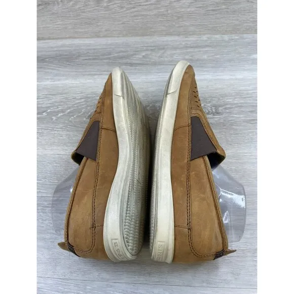 Ecco Collin 53588402112 Men's 9 Brown Perforated Leather Slip-On Casual Sneaker