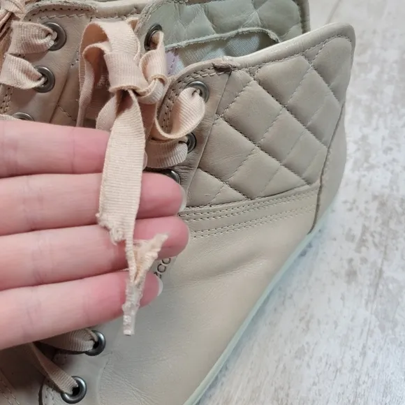 Ecco Light Pink Leather Hightop Sneakers Booties Size 38