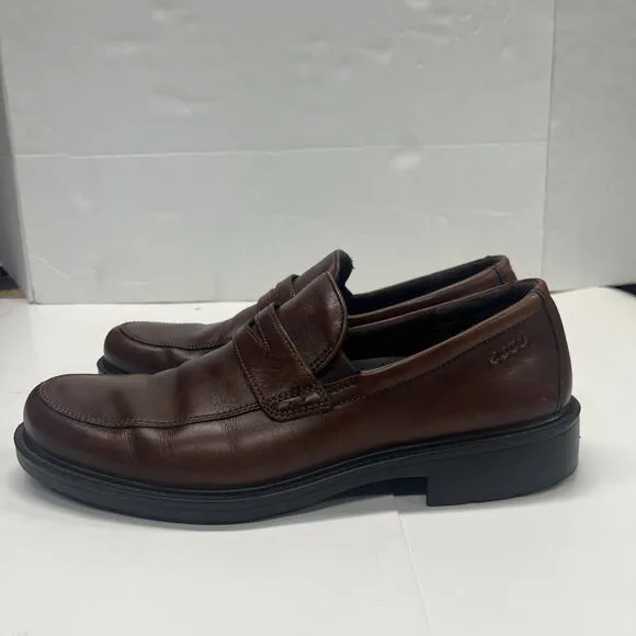 ECCO Loafers Men's Brown Leather Penny Loafers Size 11 US EU 45 Slip On Shoes