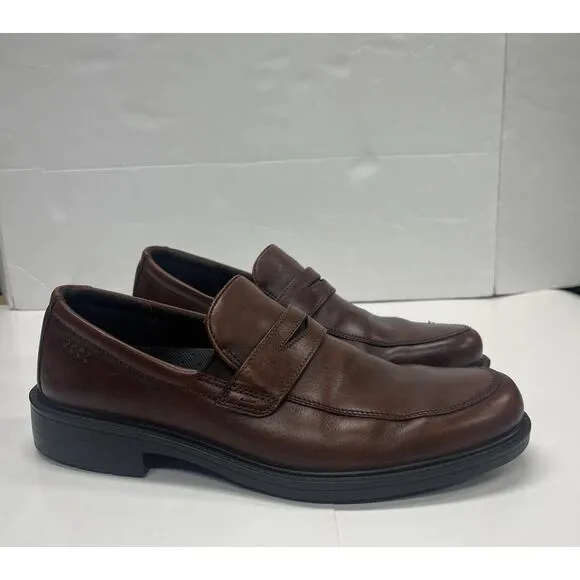 ECCO Loafers Men's Brown Leather Penny Loafers Size 11 US EU 45 Slip On Shoes
