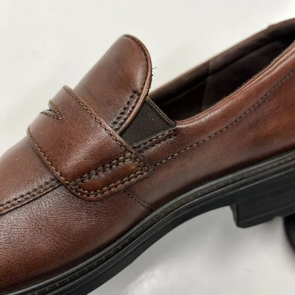 ECCO Loafers Men's Brown Leather Penny Loafers Size 11 US EU 45 Slip On Shoes