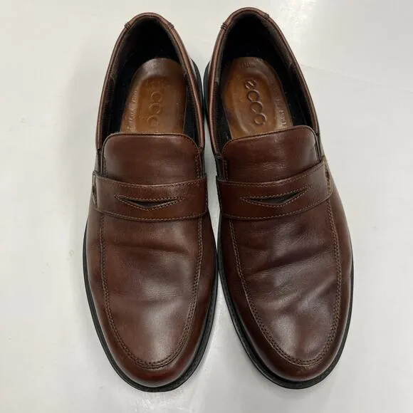 ECCO Loafers Men's Brown Leather Penny Loafers Size 11 US EU 45 Slip On Shoes