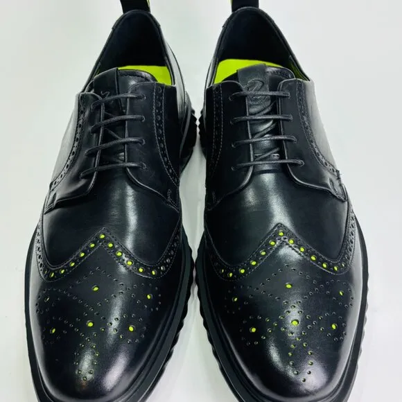 ECCO Men's St.1 Hybrid Lite Black Wingtip Leather Dress Shoes EU 48 Size 14