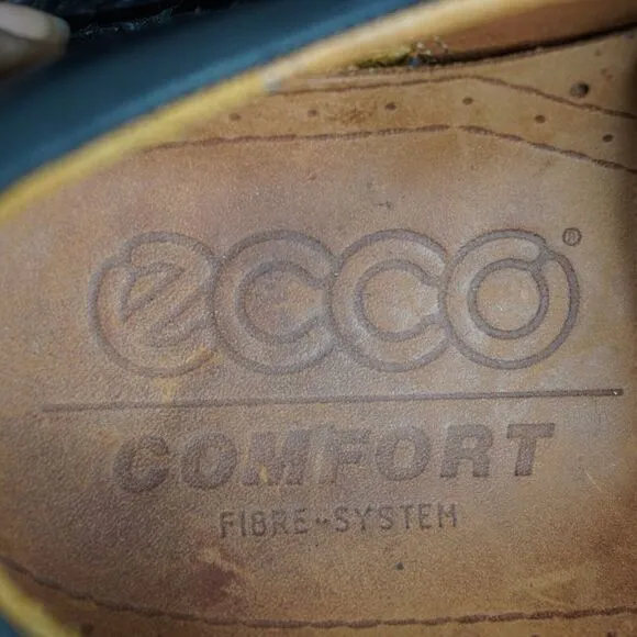 Ecco Shoes Mens Size 41 H /  7 - 7.5 Black Leather Comfort Lace Up Casual Oxford