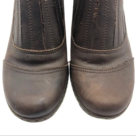 El Naturalista Brown Leather Slip On Heeled Ankle Boots Size 7