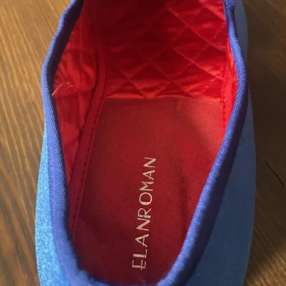 ELANROMAN Loafers Men Velvet Shoes Fashion Embroidered Size 46 (Size 13) Blue
