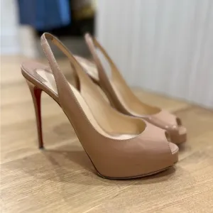Elegant Nude Peep-Toe Slingback Heels