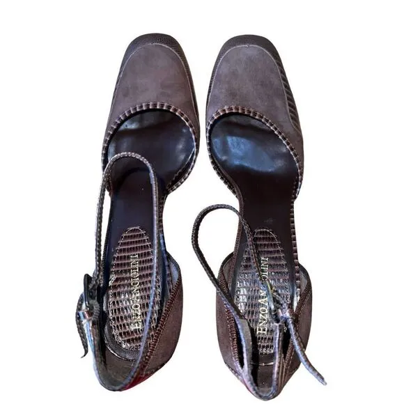 Enzo Angiolini - EA Flexo Sheary Dark Brown Suede W/Ankle Strap Womens Size 10