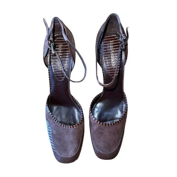 Enzo Angiolini - EA Flexo Sheary Dark Brown Suede W/Ankle Strap Womens Size 10