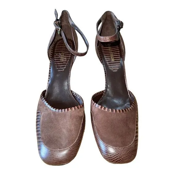 Enzo Angiolini - EA Flexo Sheary Dark Brown Suede W/Ankle Strap Womens Size 10