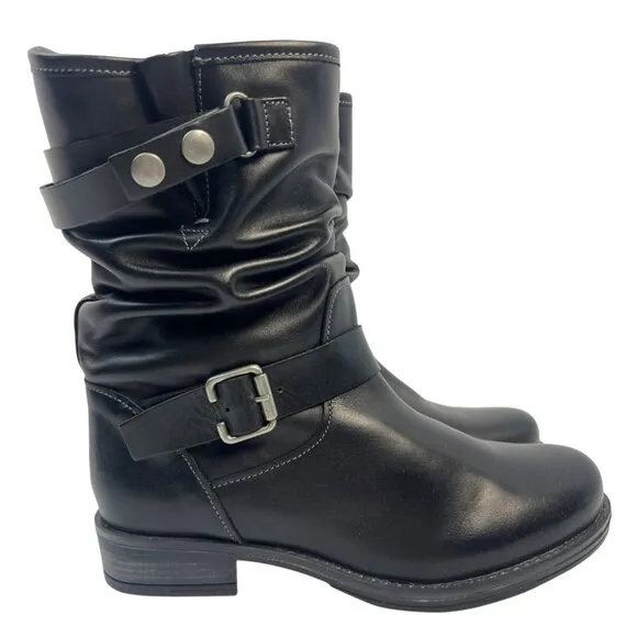 Eric Michael Womens Black Leather Pull On Moto Laguna Boot Size EU 38