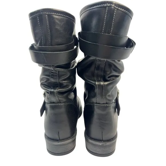 Eric Michael Womens Black Leather Pull On Moto Laguna Boot Size EU 38