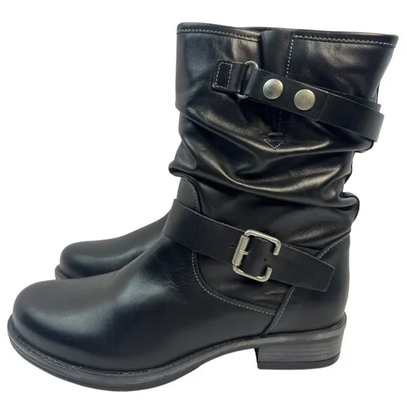 Eric Michael Womens Black Leather Pull On Moto Laguna Boot Size EU 38