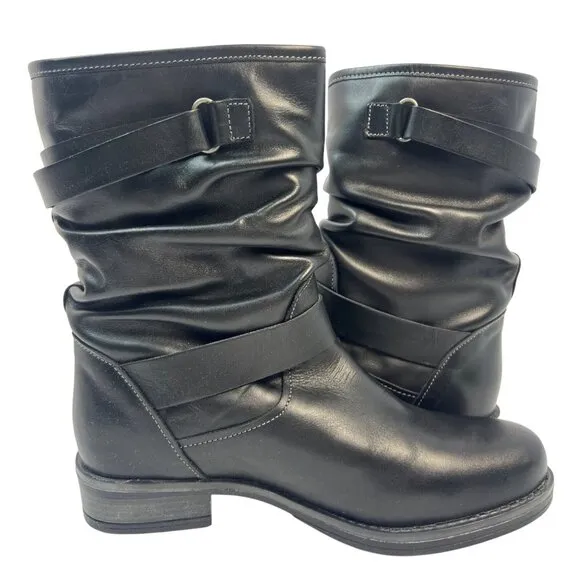 Eric Michael Womens Black Leather Pull On Moto Laguna Boot Size EU 38