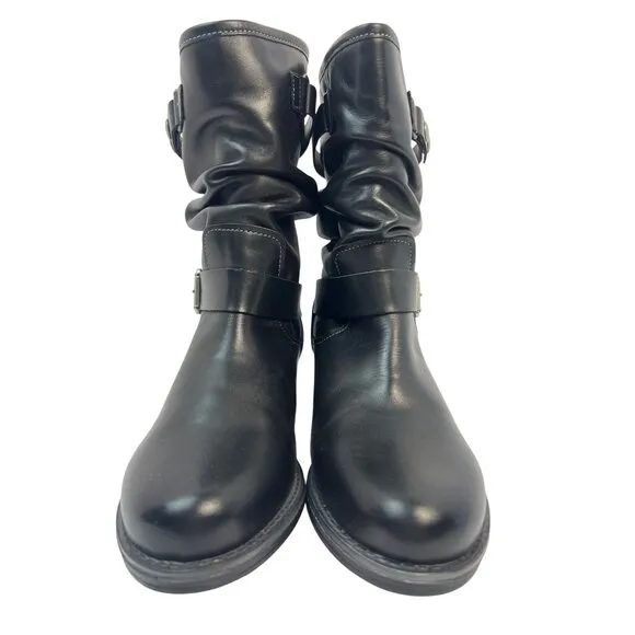 Eric Michael Womens Black Leather Pull On Moto Laguna Boot Size EU 38