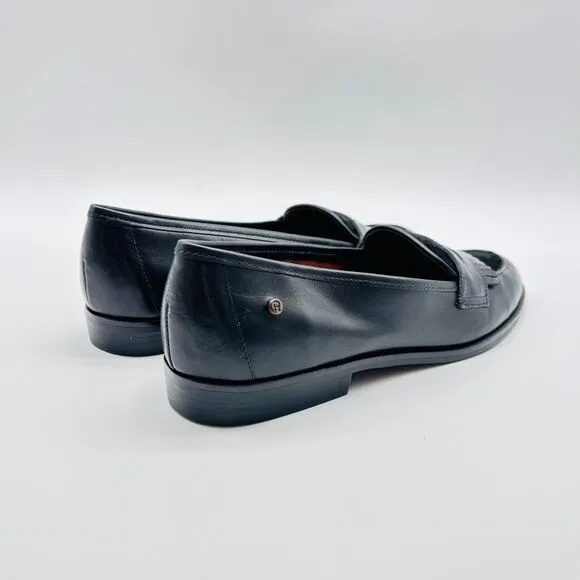 Etienne Aigner Shoes Womens 6 Black Leather Suede Penny Buckingham Loafers NEW