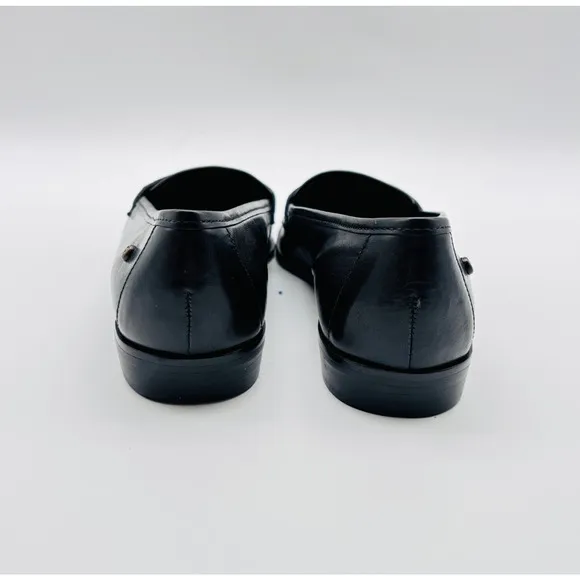 Etienne Aigner Shoes Womens 6 Black Leather Suede Penny Buckingham Loafers NEW