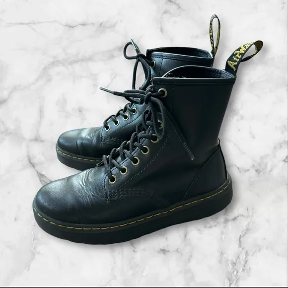 EUC Dr Martens Boots Zavala AW004 Black Combat Lace Up Shoes Womens 5‎ Mens 4