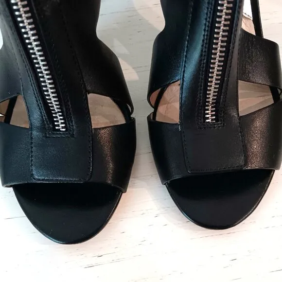 EUC 💥 MICHAEL KORS ANYA Black Peep Toe Strappy Ankle Shoes ~ Size 7