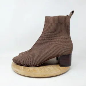 Everlane Boots Womens 7 The Glove Ribbed Brown Knit Ankle Heel Shoes
