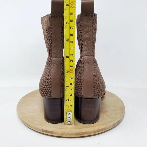 Everlane Boots Womens 7 The Glove Ribbed Brown Knit Ankle Heel Shoes