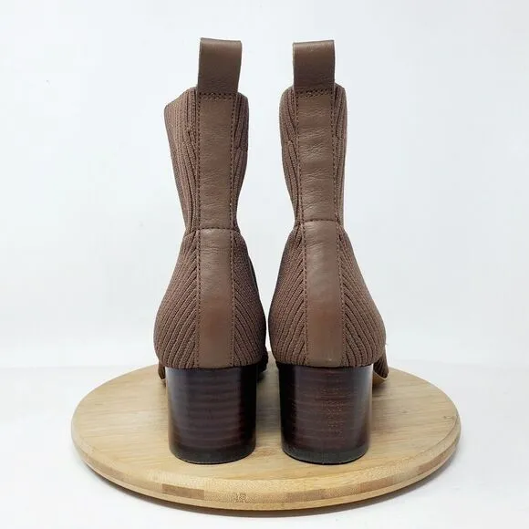 Everlane Boots Womens 7 The Glove Ribbed Brown Knit Ankle Heel Shoes