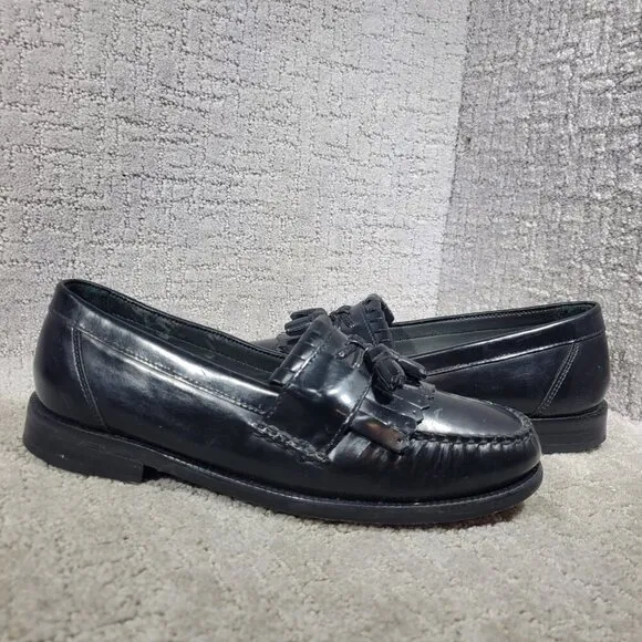 Florsheim 18075 Men's Size 9.5B Black Leather Kiltie Tassel Slip On Dress Shoes