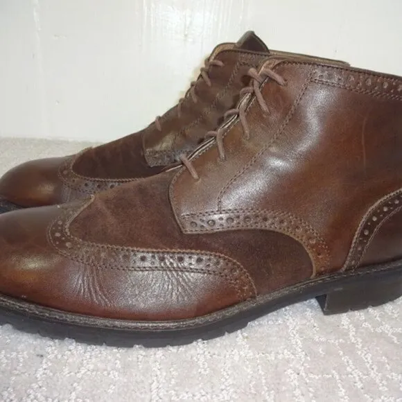 𝅺florsheim Limited Men's Size 13D US Brown Suede Leather Wingtip Ankle Boots