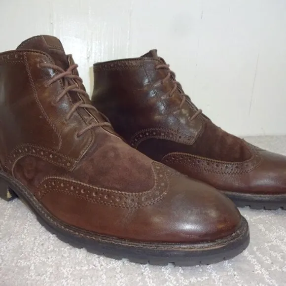 𝅺florsheim Limited Men's Size 13D US Brown Suede Leather Wingtip Ankle Boots