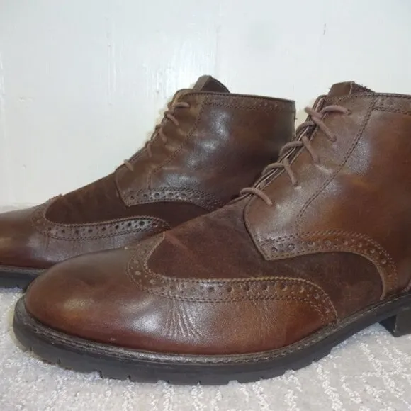 𝅺florsheim Limited Men's Size 13D US Brown Suede Leather Wingtip Ankle Boots