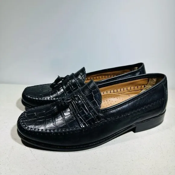 Florsheim Pisa 18469 Men’s 11EEE Black Leather Croc Tassel Loafer Dress Shoes