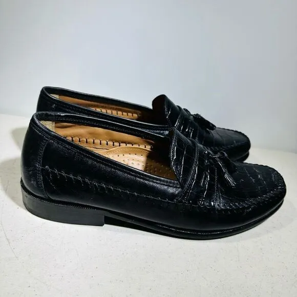 Florsheim Pisa 18469 Men’s 11EEE Black Leather Croc Tassel Loafer Dress Shoes